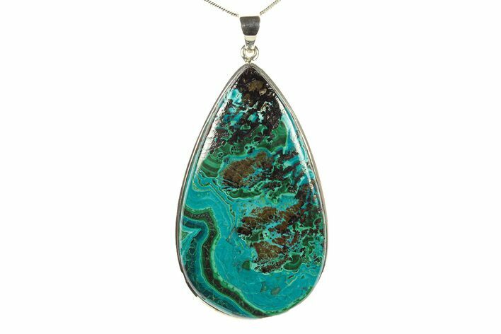 Vibrant Malachite & Chrysocolla Pendant - Sterling Silver #279834